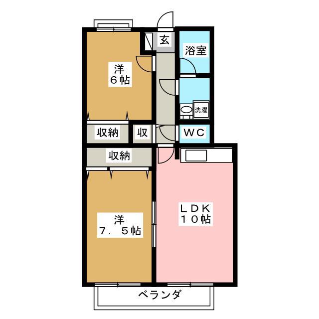 シルクスクエア(2LDK/3階)の間取り写真