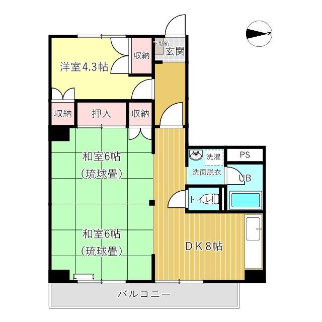 飯山ビル(3DK/4階)の間取り写真