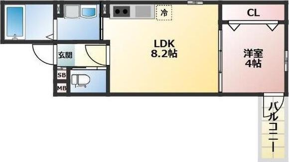 ALEGRIA北助松サウス(1LDK/3階)の間取り写真