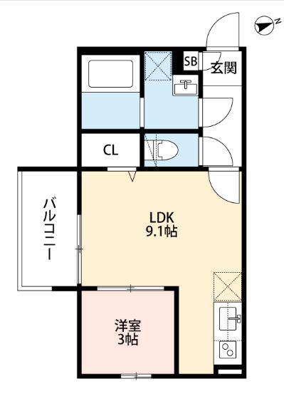 サンロイヤル深草(1LDK/3階)の間取り写真