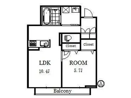 ジンバラン恵み野(1LDK/3階)の間取り写真