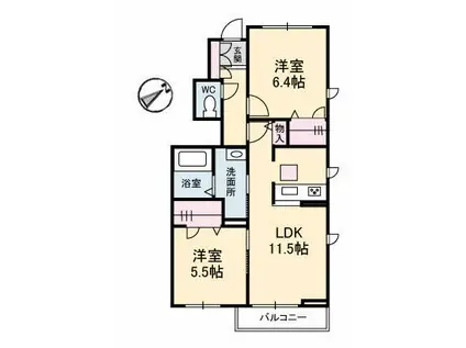 アーバンコート光(2LDK/1階)の間取り写真