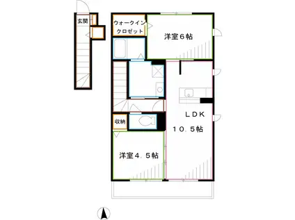 ブラン・トリスターB棟(2LDK/2階)の間取り写真
