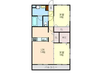 ガーデンヒルズ8(2LDK/1階)の間取り写真