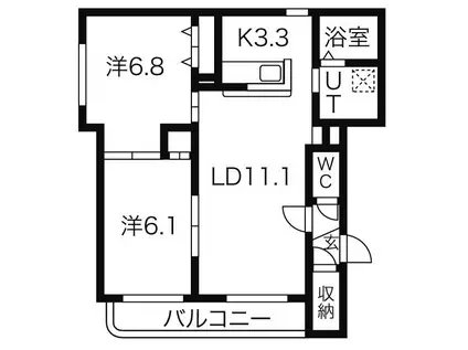第26大光ハイツ(2LDK/2階)の間取り写真