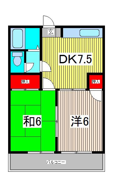 ハイム東本郷(2DK/2階)の間取り写真