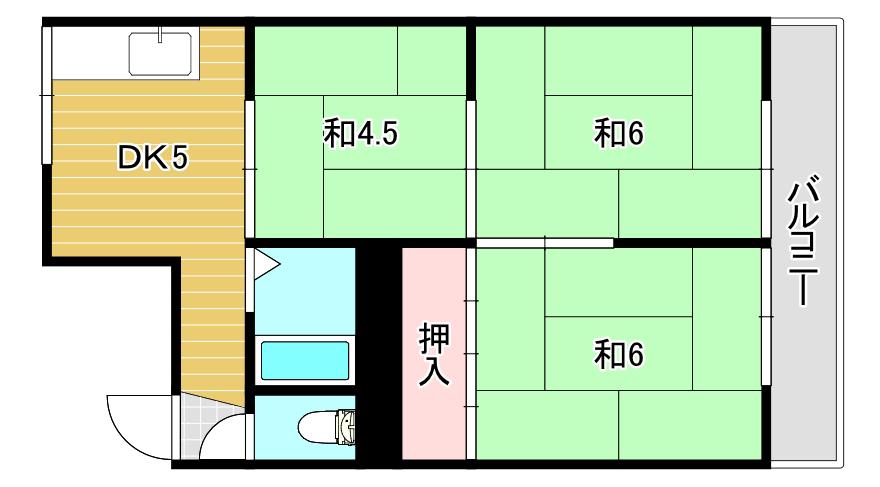 エアリーコート豊中(3K/3階)の間取り写真
