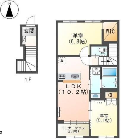 LAUGH TALE(2LDK/2階)の間取り写真