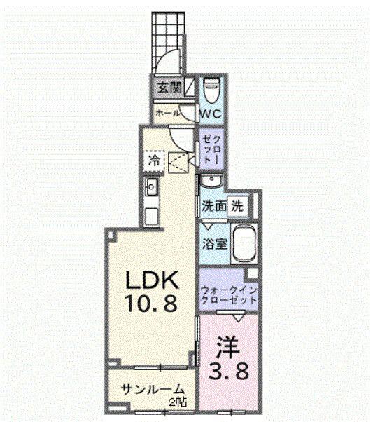 ミルト ブリッサ 大原(1LDK/1階)の間取り写真