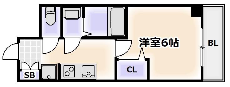 スプランディッド天王寺パークサイド(1K/6階)の間取り写真