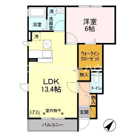 ヴァレンティーナB(1LDK/1階)の間取り写真