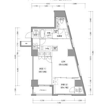JPノイエ小石川富坂(2LDK/14階)の間取り写真