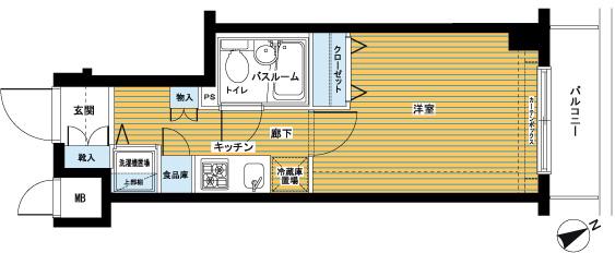 フェニックス日本橋兜町壱番館(1K/6階)の間取り写真