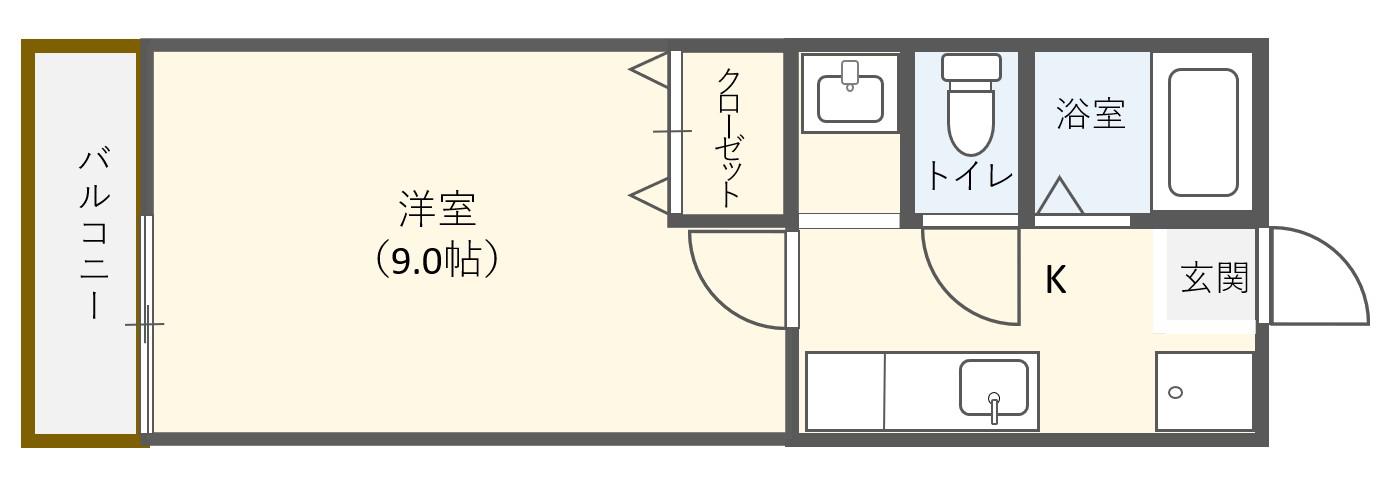 ハッピネス(1K/1階)の間取り写真