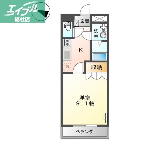 ディアドリーム(1K/2階)の間取り写真