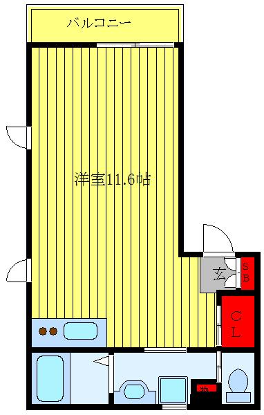 カーサ動坂(ワンルーム/2階)の間取り写真