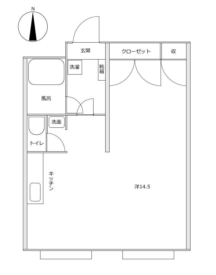 パル上小出 A(ワンルーム/1階)の間取り写真