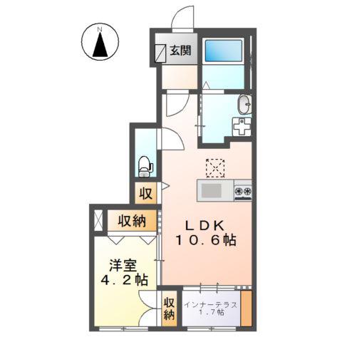 スターコート(1LDK/1階)の間取り写真