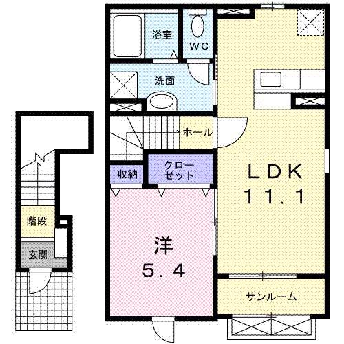 サンパティック町村(1LDK/2階)の間取り写真