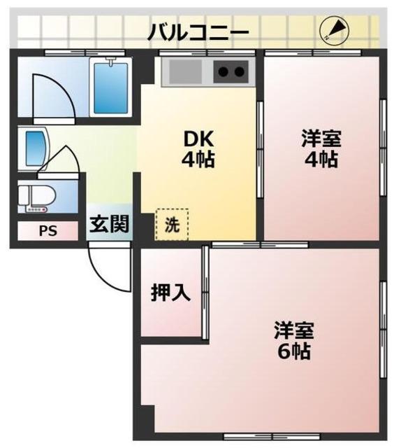中村ビル(2K/4階)の間取り写真