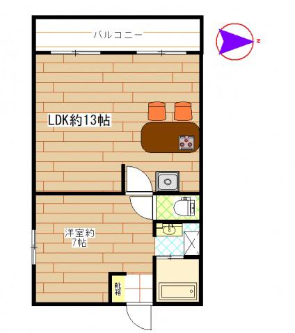エスカイヤ中居(1LDK/4階)の間取り写真