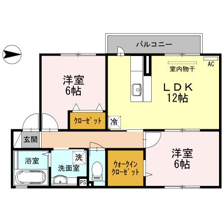 グランシエル(2LDK/1階)の間取り写真