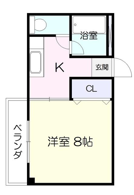 サンセゾン(1K/1階)の間取り写真