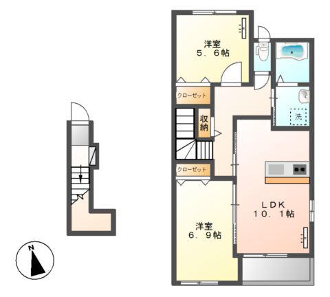アイリス(2LDK/2階)の間取り写真