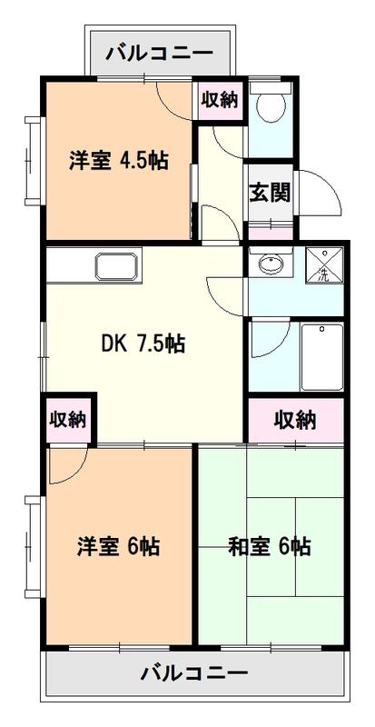 プレミール東所沢(3DK/4階)の間取り写真
