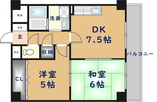 ア・ラ・モード今里(2DK/2階)の間取り写真