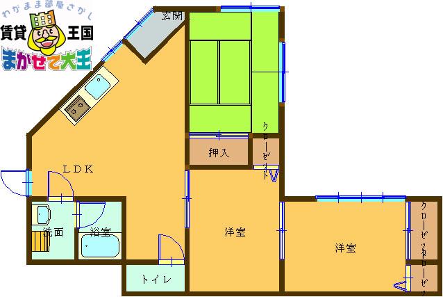 川口ハイツIII(3DK/1階)の間取り写真
