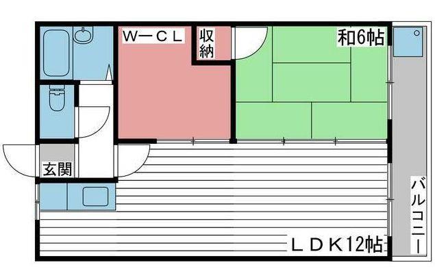フジサンライズ白浜(1LDK/2階)の間取り写真