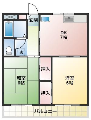 メゾン高千穂(2DK/3階)の間取り写真