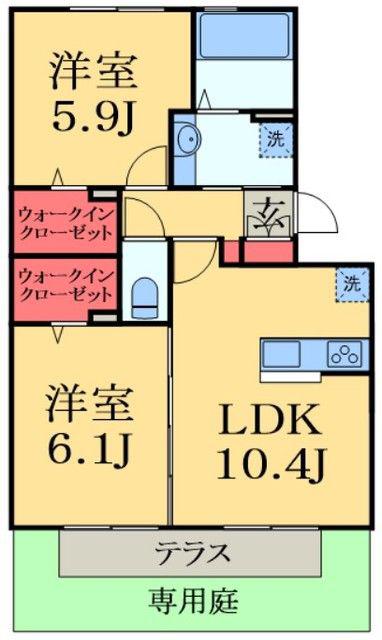 クレシェンテ(2LDK/1階)の間取り写真
