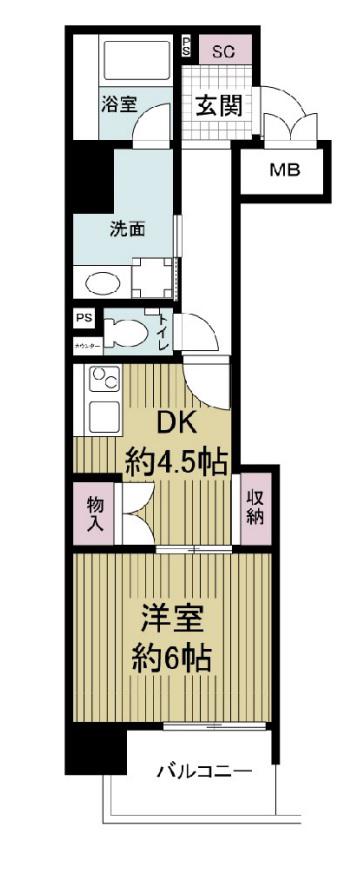 ビエラコート内久宝寺(1DK/8階)の間取り写真