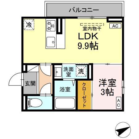 FOREST COURT(1LDK/3階)の間取り写真