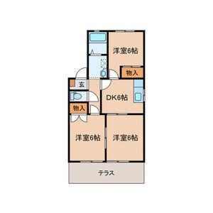 フォレストK B棟(3DK/1階)の間取り写真