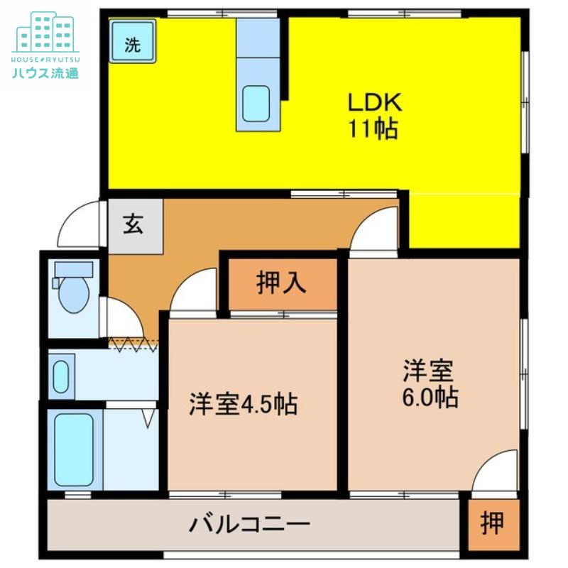 サンシャイン野田(2LDK/3階)の間取り写真
