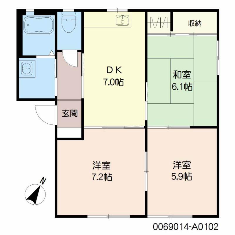 レガート外町 A棟(3DK/1階)の間取り写真