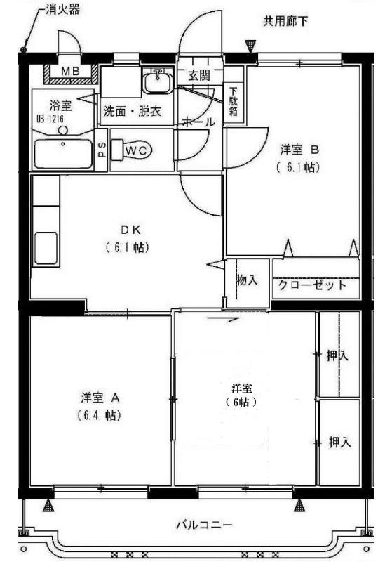 コンフォート桜(3DK/3階)の間取り写真