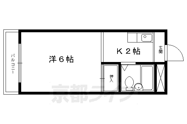 ルミナス一条(1K/2階)の間取り写真