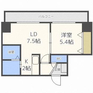 エステラ旭ヶ丘(1LDK/4階)の間取り写真