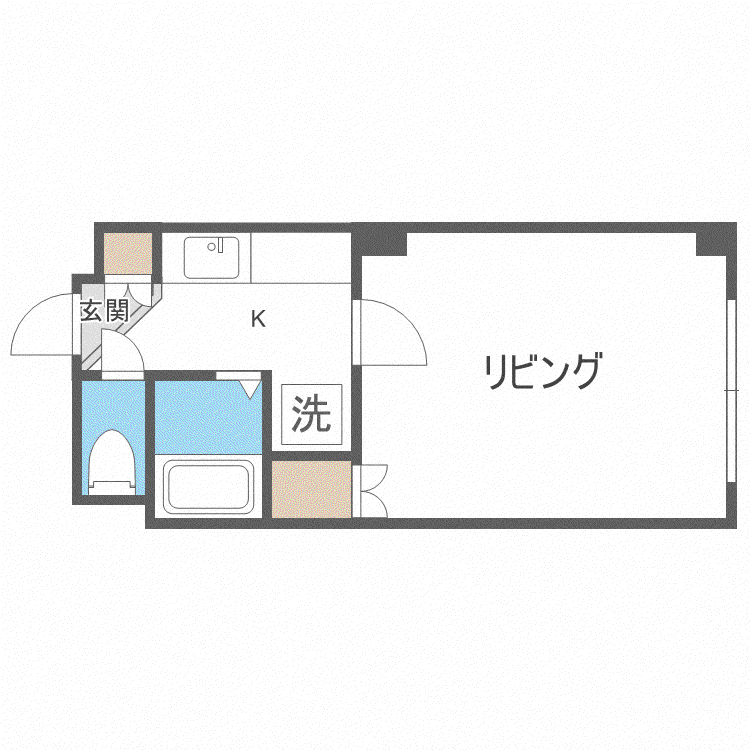 プチロアール(1K/1階)の間取り写真