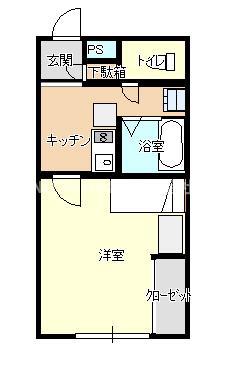 駅北ISA(1K/2階)の間取り写真