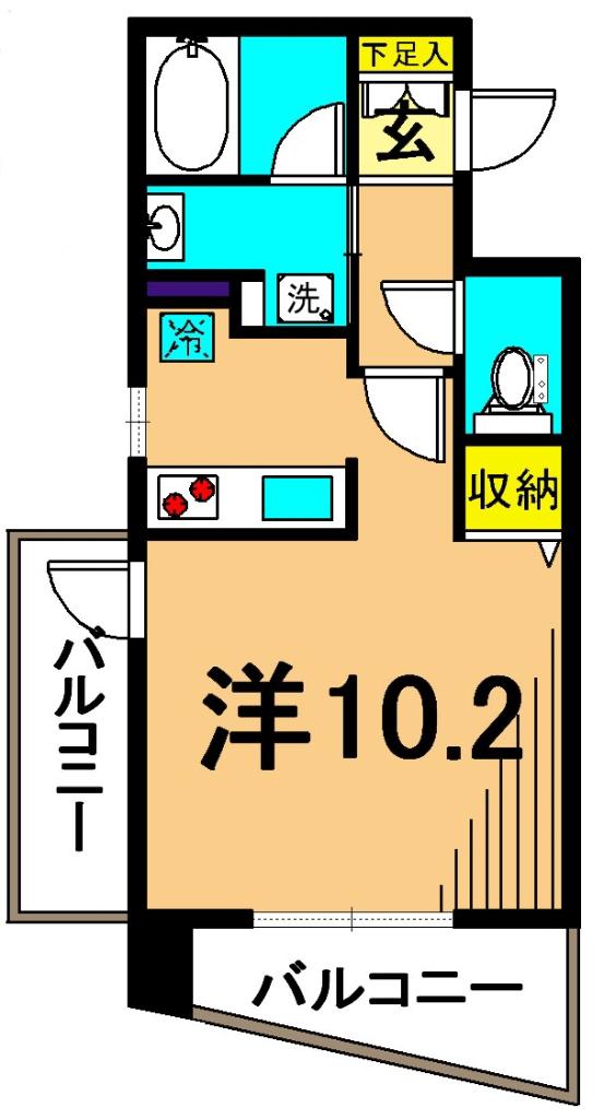 レジディア大井町II(1K/3階)の間取り写真
