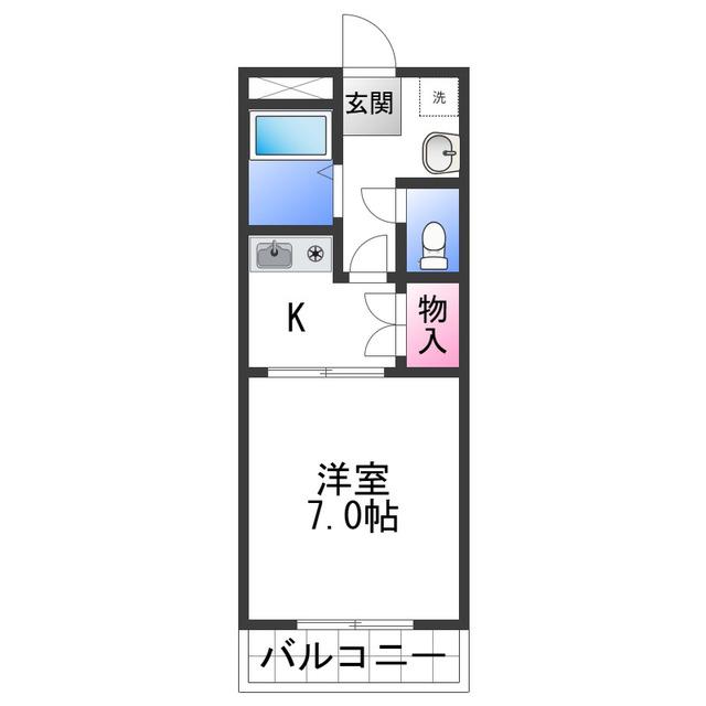 JR和歌山線 下井阪駅 徒歩6分 3階建 築28年(1K/2階)の間取り写真