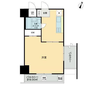 ダイアパレス根岸(1K/6階)の間取り写真