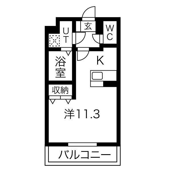 グランバロン イースト(1K/2階)の間取り写真