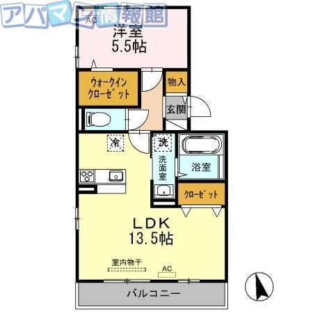 ファミール・カメリア(1LDK/2階)の間取り写真
