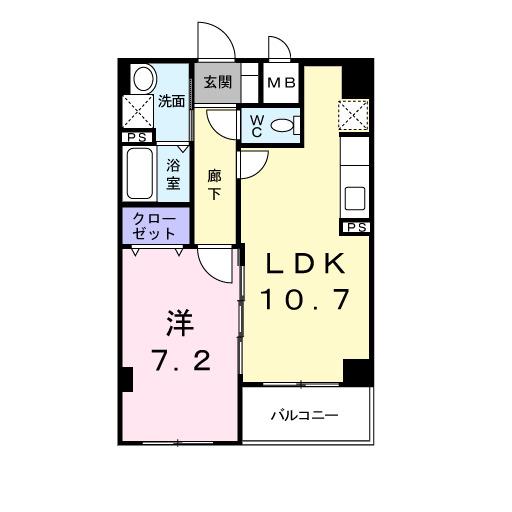 エアリーU.S.II(1LDK/3階)の間取り写真